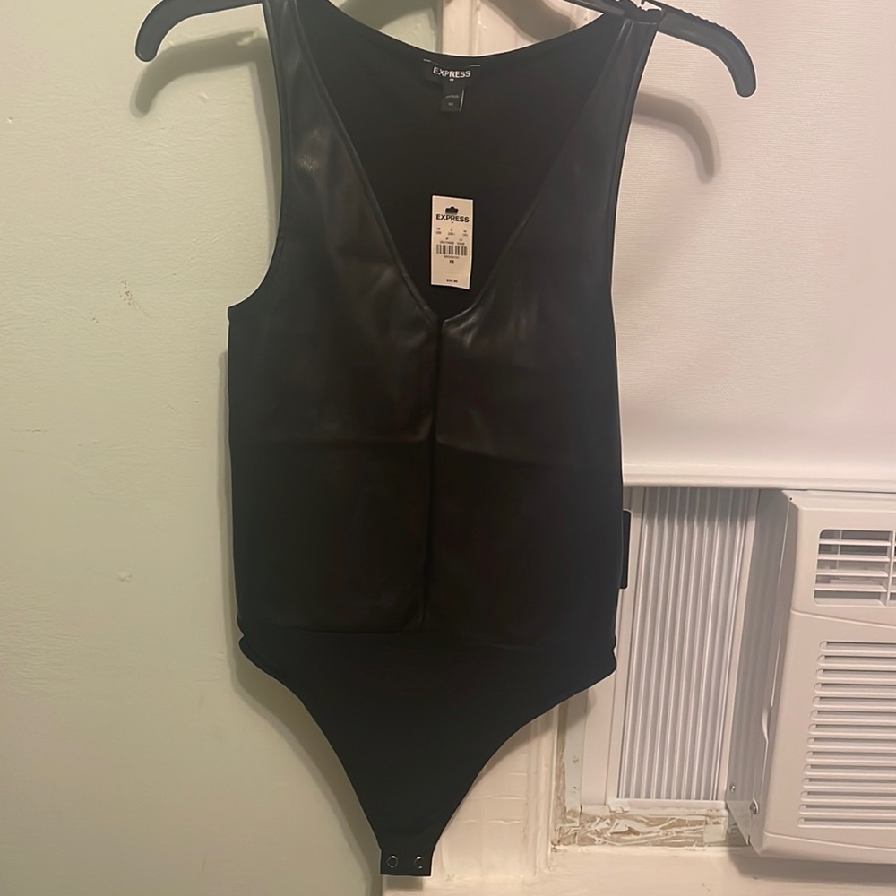 Faux leather bodysuit
